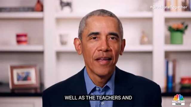Barack Obama en su discurso virtual de graduación a varias universidades. (Foto: NBC News)