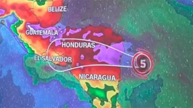 El huracán Iota, con fuerza 5, sobre Centroamérica. (Imagen: CNN)