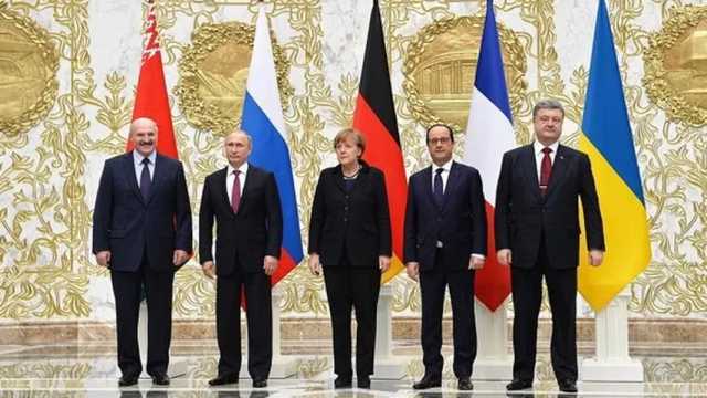 Alexander Lukashenko, Vladimir Putin, Angela Merkel, Francois Hollande y Petro Poroshenko participaron en los Acuerdos de Minsk 2. (Foto: Wikimedia)